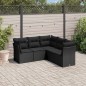 vidaXL Set de muebles de jardín 5 pzas y cojines ratán sintético negro vidaXL Set de muebles de jardín 5 pzas y cojines ratán sintético negro