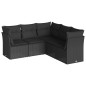 vidaXL Set de muebles de jardín 5 pzas y cojines ratán sintético negro vidaXL Set de muebles de jardín 5 pzas y cojines ratán sintético negro