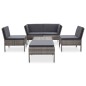 vidaXL Set de muebles de jardín 6 pzas y cojines ratán sintético gris vidaXL Set de muebles de jardín 6 pzas y cojines ratán sintético gris