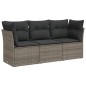 vidaXL Set de sofá de jardín 3 pzas y cojines ratán sintético gris vidaXL Set de sofá de jardín 3 pzas y cojines ratán sintético gris