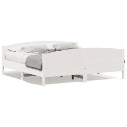 vidaXL Estructura cama cabecero madera maciza pino blanco 180x200 cm