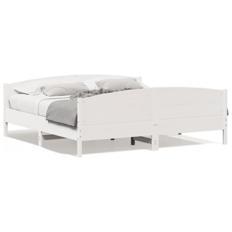 vidaXL Estructura cama cabecero madera maciza pino blanco 180x200 cm