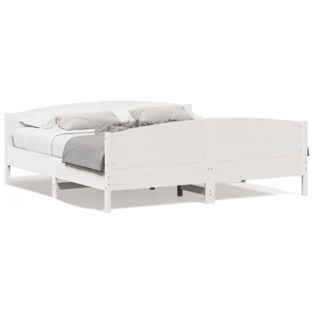 vidaXL Estructura cama cabecero madera maciza pino blanco 180x200 cm