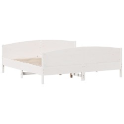 vidaXL Estructura cama cabecero madera maciza pino blanco 180x200 cm