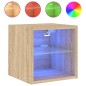 vidaXL Muebles TV de pared luces LED 2 uds roble Sonoma 30x28,5x30 cm vidaXL Muebles TV de pared luces LED 2 uds roble Sonoma 30x28,5x30 cm