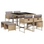 vidaXL Set comedor de jardín 9 pzas con cojines ratán sintético beige vidaXL Set comedor de jardín 9 pzas con cojines ratán sintético beige