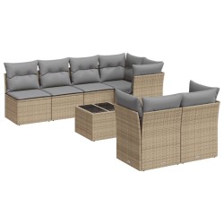 vidaXL Juego de sofás de jardín con cojines beige 8 pzas ratán PE