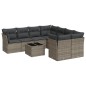vidaXL Set de muebles de jardín 9 pzas y cojines ratán sintético gris vidaXL Set de muebles de jardín 9 pzas y cojines ratán sintético gris