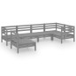 vidaXL Juego de muebles de jardín 6 piezas madera maciza de pino gris vidaXL Juego de muebles de jardín 6 piezas madera maciza de pino gris