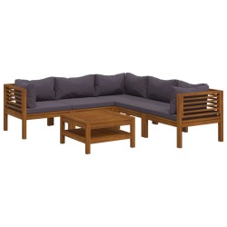 vidaXL Muebles de jardín 6 pzas cojines madera maciza de acacia 