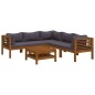 vidaXL Muebles de jardín 6 pzas cojines madera maciza de acacia vidaXL Muebles de jardín 6 pzas cojines madera maciza de acacia