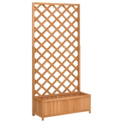 vidaXL Jardinera con enrejado de madera maciza de abeto marrón