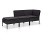 vidaXL Set de muebles de jardín 3 pzas y cojines ratán sintético negro vidaXL Set de muebles de jardín 3 pzas y cojines ratán sintético negro