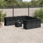 vidaXL Set de sofás de jardín 12 piezas cojines ratán sintético negro vidaXL Set de sofás de jardín 12 piezas cojines ratán sintético negro
