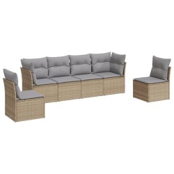 vidaXL Juego de sofás jardín con cojines 6 pzas ratán sintético beige