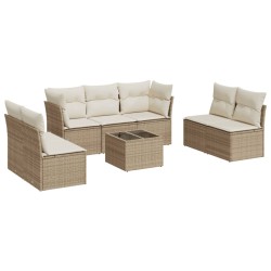 vidaXL Juego de sofás de jardín con cojines beige 8 pzas ratán PE