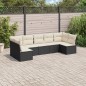 vidaXL Set de comedor de jardín 7 pzas y cojines ratán sintético negro vidaXL Set de comedor de jardín 7 pzas y cojines ratán sintético negro