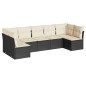 vidaXL Set de comedor de jardín 7 pzas y cojines ratán sintético negro vidaXL Set de comedor de jardín 7 pzas y cojines ratán sintético negro
