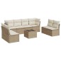 vidaXL Set de sofás de jardín 9 pzas con cojines ratán sintético beige vidaXL Set de sofás de jardín 9 pzas con cojines ratán sintético beige