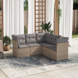 vidaXL Juego de sofás jardín con cojines 5 pzas ratán sintético beige