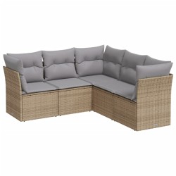 vidaXL Juego de sofás jardín con cojines 5 pzas ratán sintético beige