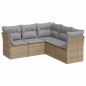 vidaXL Juego de sofás jardín con cojines 5 pzas ratán sintético beige vidaXL Juego de sofás jardín con cojines 5 pzas ratán sintético beige
