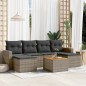 vidaXL Set de sofás de jardín 7 piezas con cojines ratán PE gris vidaXL Set de sofás de jardín 7 piezas con cojines ratán PE gris