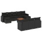 vidaXL Set de sofás de jardín 11 pzas y cojines ratán sintético negro