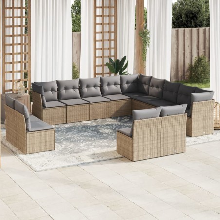vidaXL Set de sofás de jardín 12 pzas y cojines ratán sintético marrón