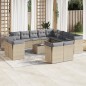 vidaXL Set sofás de jardín 14 pzas con cojines ratán sintético beige vidaXL Set sofás de jardín 14 pzas con cojines ratán sintético beige