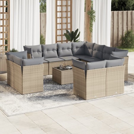 vidaXL Set de sofás de jardín 12 pzas y cojines ratán sintético marrón