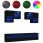 vidaXL Mueble de pared de TV con luces LED 6 piezas negro vidaXL Mueble de pared de TV con luces LED 6 piezas negro