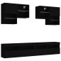 vidaXL Mueble de pared de TV con luces LED 6 piezas negro vidaXL Mueble de pared de TV con luces LED 6 piezas negro