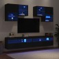 vidaXL Mueble de pared de TV con luces LED 6 piezas negro vidaXL Mueble de pared de TV con luces LED 6 piezas negro