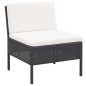 vidaXL Set de muebles de jardín 3 pzas y cojines ratán sintético negro vidaXL Set de muebles de jardín 3 pzas y cojines ratán sintético negro