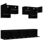 vidaXL Mueble de pared de TV con luces LED 6 piezas negro vidaXL Mueble de pared de TV con luces LED 6 piezas negro