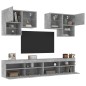 vidaXL Muebles de TV de pared con luces LED 6 piezas gris hormigón