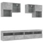vidaXL Muebles de TV de pared con luces LED 6 piezas gris hormigón