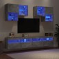 vidaXL Muebles de TV de pared con luces LED 6 piezas gris hormigón