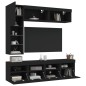vidaXL Mueble de pared de TV con luces LED 7 piezas negro vidaXL Mueble de pared de TV con luces LED 7 piezas negro