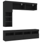 vidaXL Mueble de pared de TV con luces LED 7 piezas negro vidaXL Mueble de pared de TV con luces LED 7 piezas negro