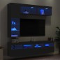 vidaXL Mueble de pared de TV con luces LED 7 piezas negro vidaXL Mueble de pared de TV con luces LED 7 piezas negro