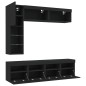 vidaXL Mueble de pared de TV con luces LED 7 piezas negro vidaXL Mueble de pared de TV con luces LED 7 piezas negro