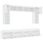 vidaXL Mueble de pared de TV con luces LED 8 piezas blanco