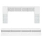 vidaXL Mueble de pared de TV con luces LED 8 piezas blanco
