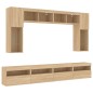 vidaXL Muebles de TV de pared con luces LED 8 piezas roble sonoma vidaXL Muebles de TV de pared con luces LED 8 piezas roble sonoma