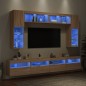 vidaXL Muebles de TV de pared con luces LED 8 piezas roble sonoma vidaXL Muebles de TV de pared con luces LED 8 piezas roble sonoma