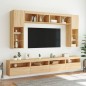 vidaXL Muebles de TV de pared con luces LED 8 piezas roble sonoma vidaXL Muebles de TV de pared con luces LED 8 piezas roble sonoma