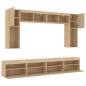 vidaXL Muebles de TV de pared con luces LED 8 piezas roble sonoma vidaXL Muebles de TV de pared con luces LED 8 piezas roble sonoma
