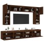 vidaXL Muebles de TV de pared con luces LED 8 piezas marrón roble